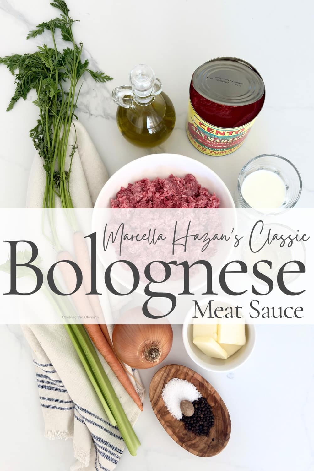 ingredients for Marcella Hazan bolognese recipe