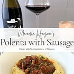 Marcella Hazan polenta with sausage paired with Montepulciano d’Abruzzo text overlay